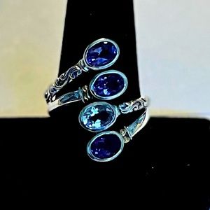 Sterling Silver & 18K Amethyst and White Topaz Gemstone Ring